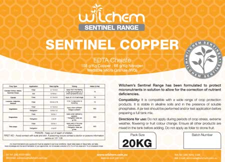 Wilchem Sentinel Copper EDTA Chelate Label