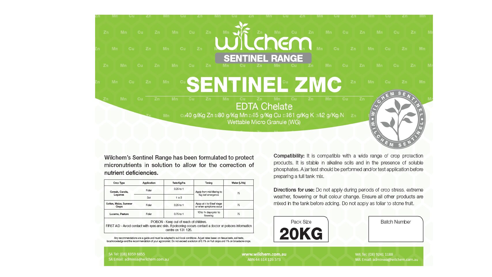 Sentinel ZMC label