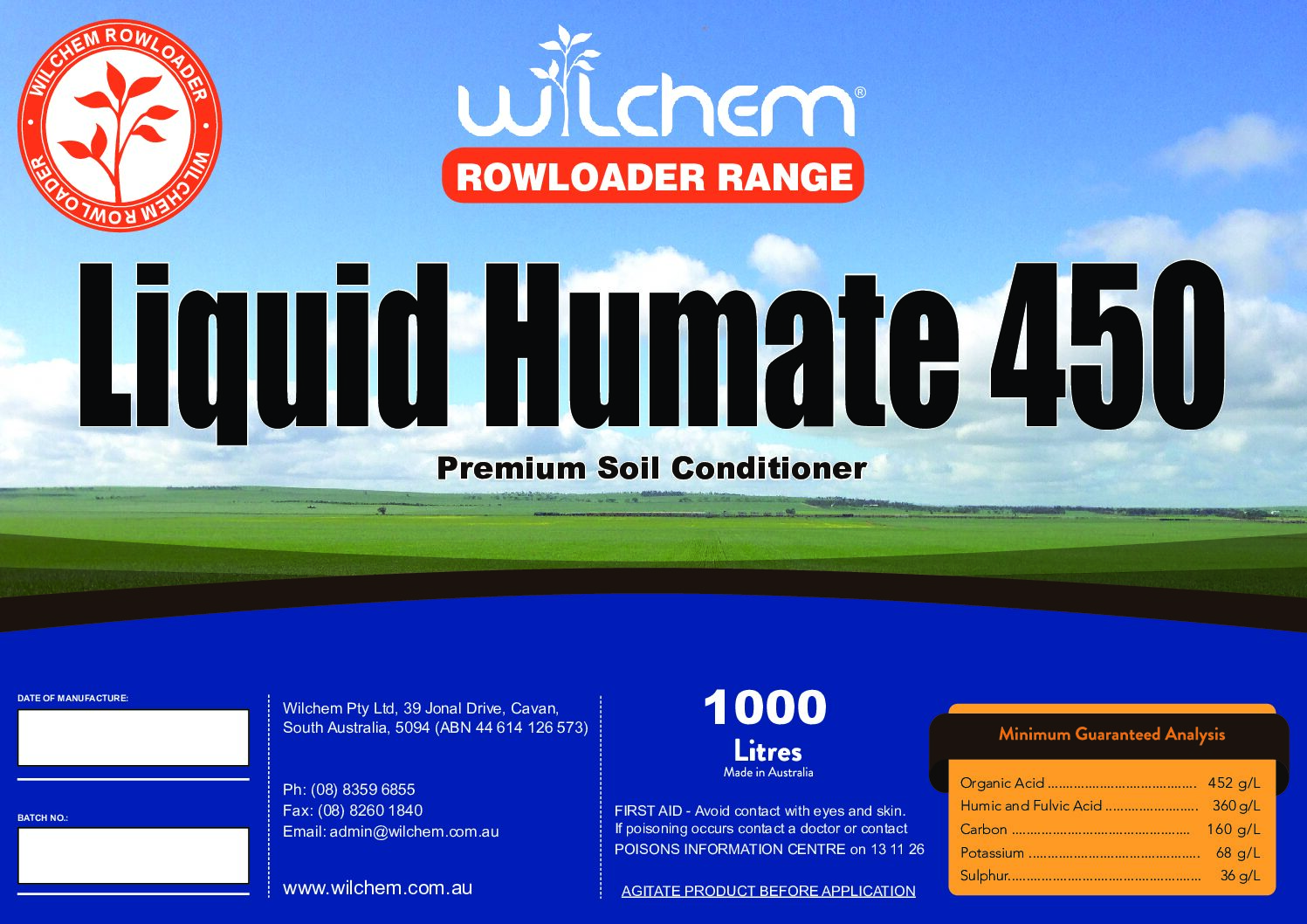 Liquid Humate 450 label