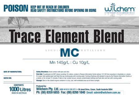 Wilchem Trace Elements MC Blend label